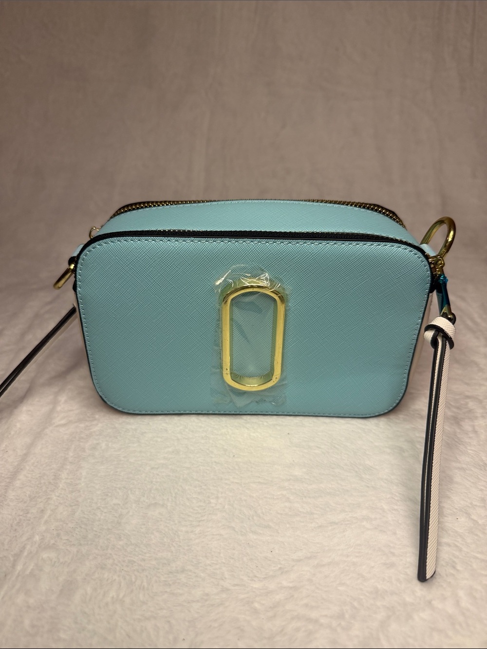 Aqua Crossbody Camera Bag with Gold Accent